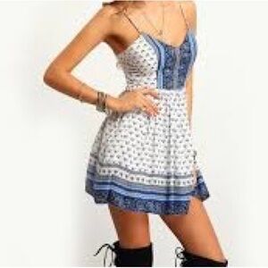 Blue and White Patterned Women's Dress